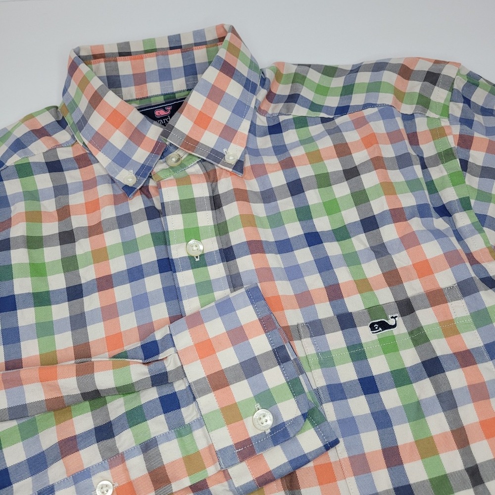 Vineyard Vines Tucker Shirt Mens Small Multi Color Gingham Plaid 1W1247